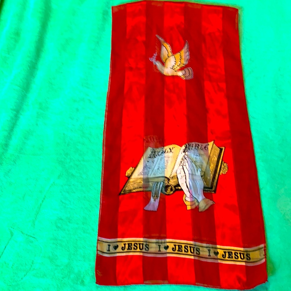 I ♥️JESUS red and light scarf,shine stripes
